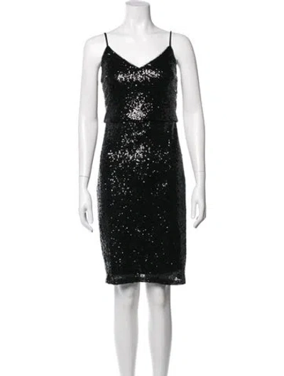 Pre-owned Jenny Yoo V-neck Knee-length Dress In Green