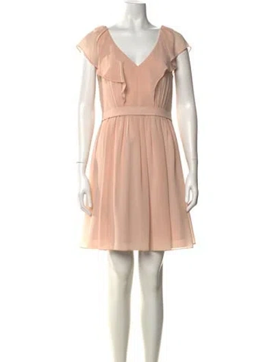 Pre-owned Jenny Yoo V-neck Knee-length Dress In Neutral