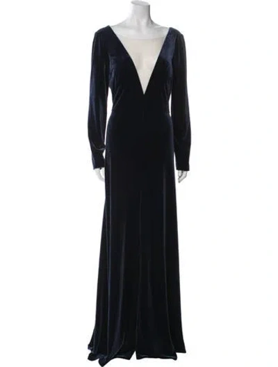 Pre-owned Jenny Yoo V-neck Long Dress In Black