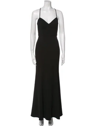 Pre-owned Jenny Yoo V-neck Long Dress In Black