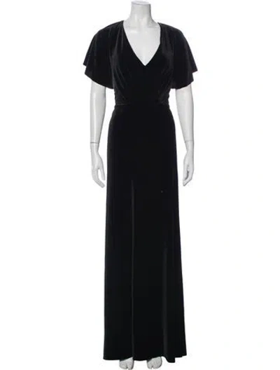 Pre-owned Jenny Yoo V-neck Long Dress In Black