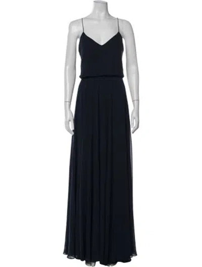 Pre-owned Jenny Yoo V-neck Long Dress In Black