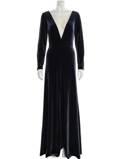 Pre-owned Jenny Yoo V-neck Long Dress In Blue