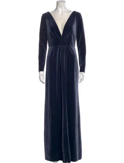 Pre-owned Jenny Yoo V-neck Long Dress In Blue