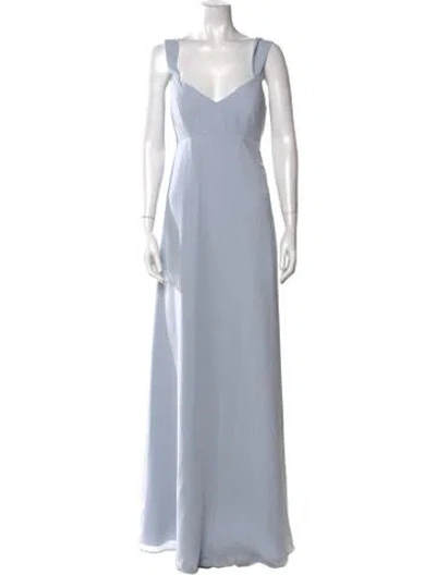Pre-owned Jenny Yoo V-neck Long Dress In Blue
