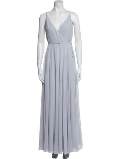 Pre-owned Jenny Yoo V-neck Long Dress In Blue