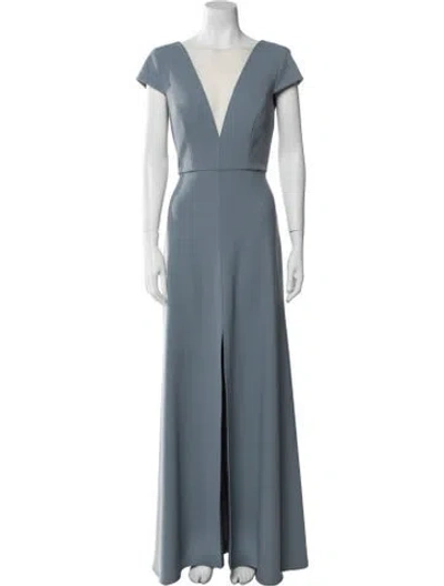 Pre-owned Jenny Yoo V-neck Long Dress In Blue