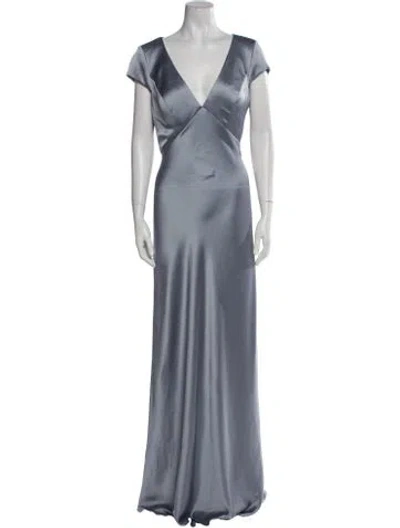 Pre-owned Jenny Yoo V-neck Long Dress In Blue