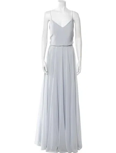 Pre-owned Jenny Yoo V-neck Long Dress In Blue