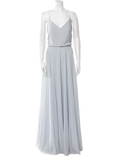 Pre-owned Jenny Yoo V-neck Long Dress In Blue