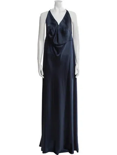 Pre-owned Jenny Yoo V-neck Long Dress In Blue