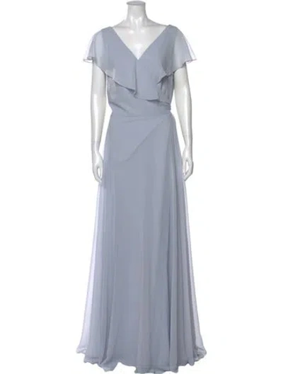 Pre-owned Jenny Yoo V-neck Long Dress In Blue