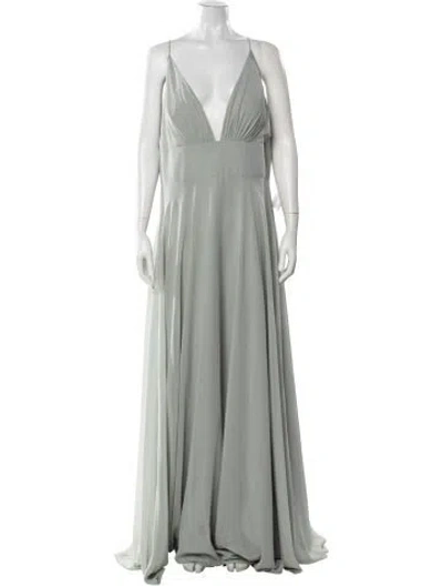 Pre-owned Jenny Yoo V-neck Long Dress In Blue