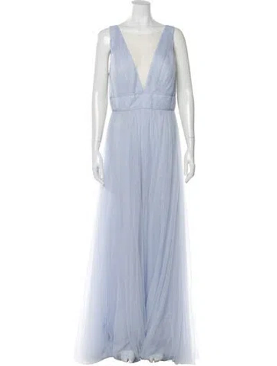 Pre-owned Jenny Yoo V-neck Long Dress In Blue