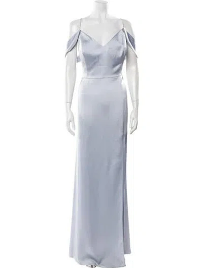 Pre-owned Jenny Yoo V-neck Long Dress In Blue