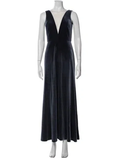 Pre-owned Jenny Yoo V-neck Long Dress In Blue