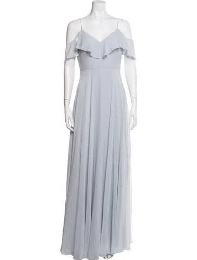 Pre-owned Jenny Yoo V-neck Long Dress In Blue