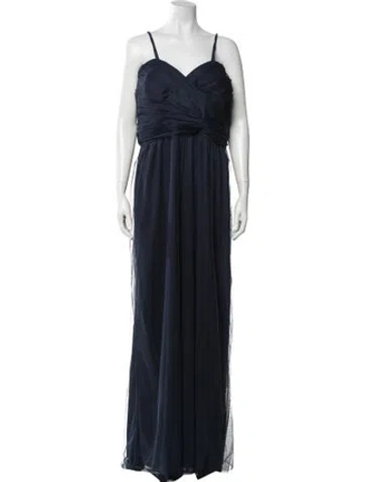 Pre-owned Jenny Yoo V-neck Long Dress In Blue