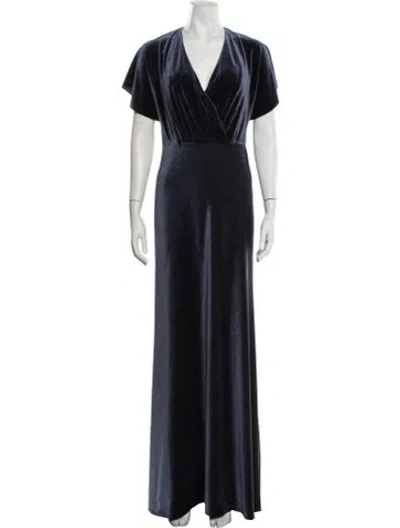 Pre-owned Jenny Yoo V-neck Long Dress In Blue