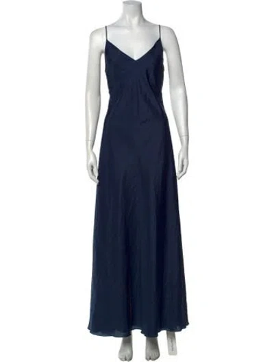 Pre-owned Jenny Yoo V-neck Long Dress In Blue