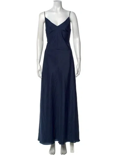 Pre-owned Jenny Yoo V-neck Long Dress In Blue