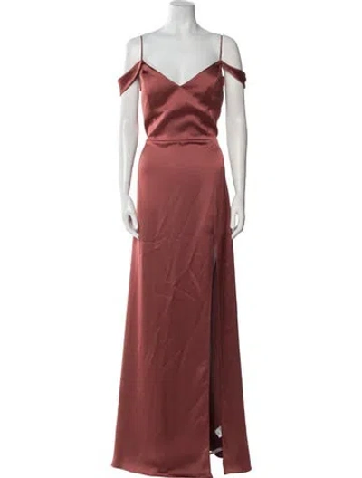 Pre-owned Jenny Yoo V-neck Long Dress In Brown