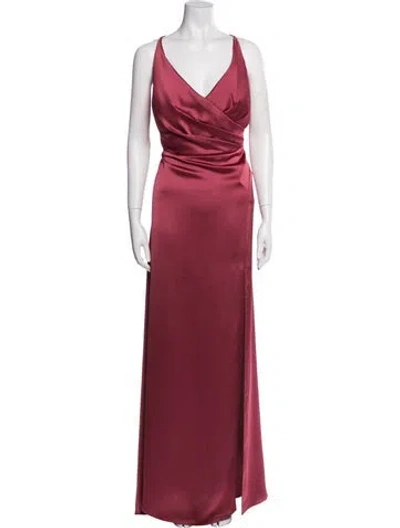 Pre-owned Jenny Yoo V-neck Long Dress In Brown