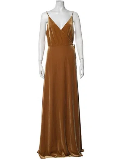Pre-owned Jenny Yoo V-neck Long Dress In Brown/orange
