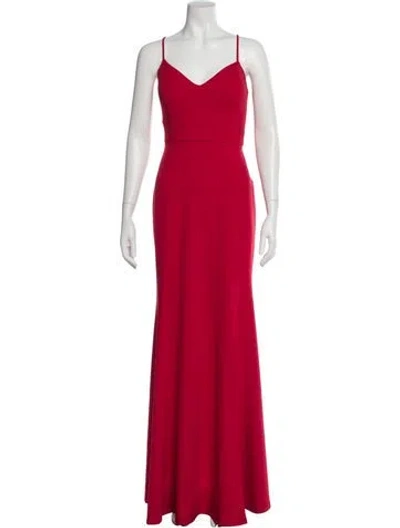 Pre-owned Jenny Yoo V-neck Long Dress In Burgundy