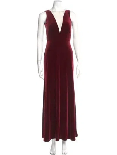 Pre-owned Jenny Yoo V-neck Long Dress In Burgundy