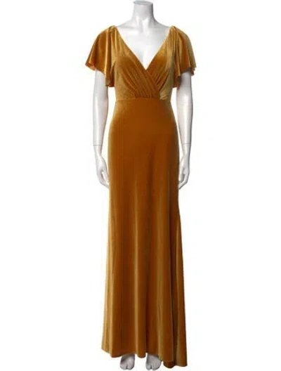 Pre-owned Jenny Yoo V-neck Long Dress In Gold