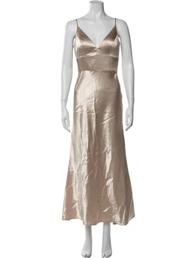Pre-owned Jenny Yoo V-neck Long Dress In Gold