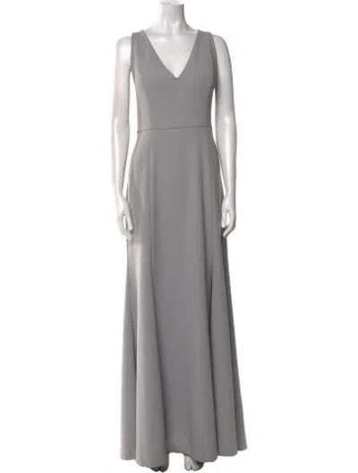 Pre-owned Jenny Yoo V-neck Long Dress In Gray