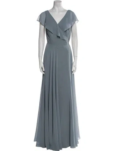 Pre-owned Jenny Yoo V-neck Long Dress In Gray