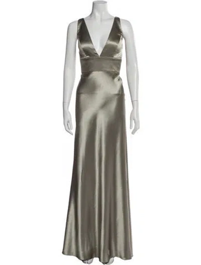 Pre-owned Jenny Yoo V-neck Long Dress In Gray