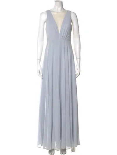 Pre-owned Jenny Yoo V-neck Long Dress In Gray
