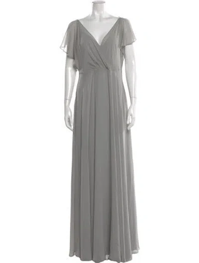 Pre-owned Jenny Yoo V-neck Long Dress In Gray