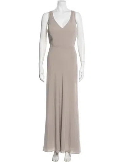 Pre-owned Jenny Yoo V-neck Long Dress In Gray