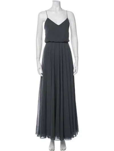 Pre-owned Jenny Yoo V-neck Long Dress In Gray