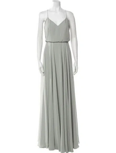 Pre-owned Jenny Yoo V-neck Long Dress In Green