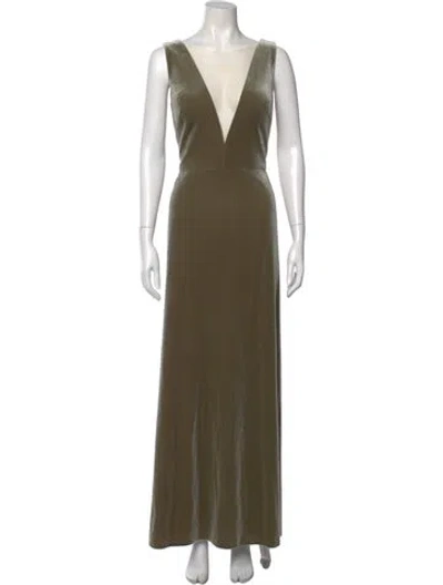Pre-owned Jenny Yoo V-neck Long Dress In Green