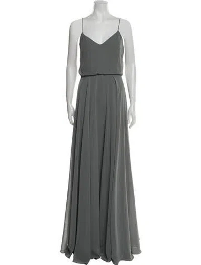 Pre-owned Jenny Yoo V-neck Long Dress In Green