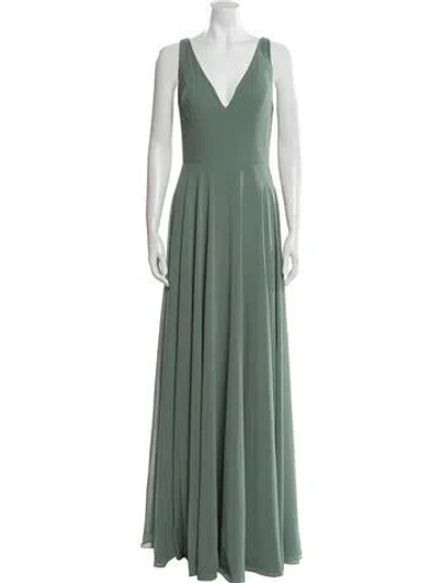 Pre-owned Jenny Yoo V-neck Long Dress In Green