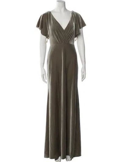 Pre-owned Jenny Yoo V-neck Long Dress In Green