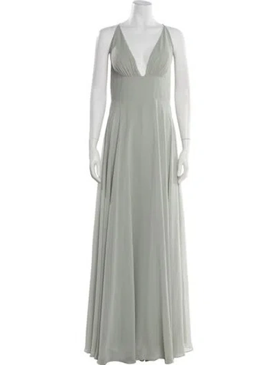 Pre-owned Jenny Yoo V-neck Long Dress In Green