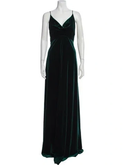 Pre-owned Jenny Yoo V-neck Long Dress In Green