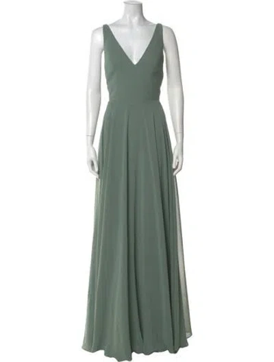 Pre-owned Jenny Yoo V-neck Long Dress In Green
