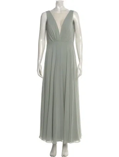 Pre-owned Jenny Yoo V-neck Long Dress In Green