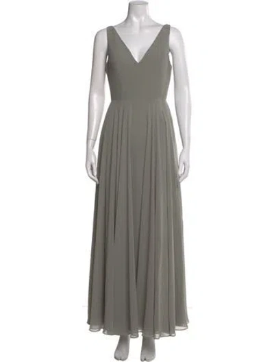 Pre-owned Jenny Yoo V-neck Long Dress In Green