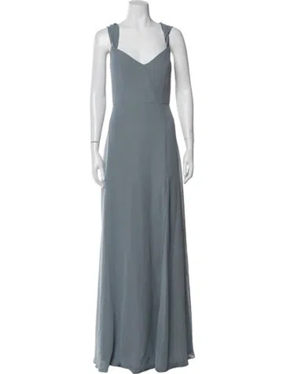 Pre-owned Jenny Yoo V-neck Long Dress In Green